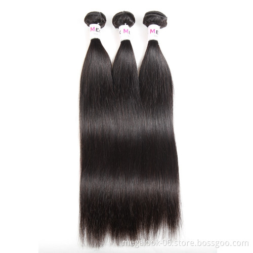 Megalook Hair Discounts Cheap 100 Percent Indian Remy Mink Unprocessed Virgin Straight Human Hair Bundle With Closure